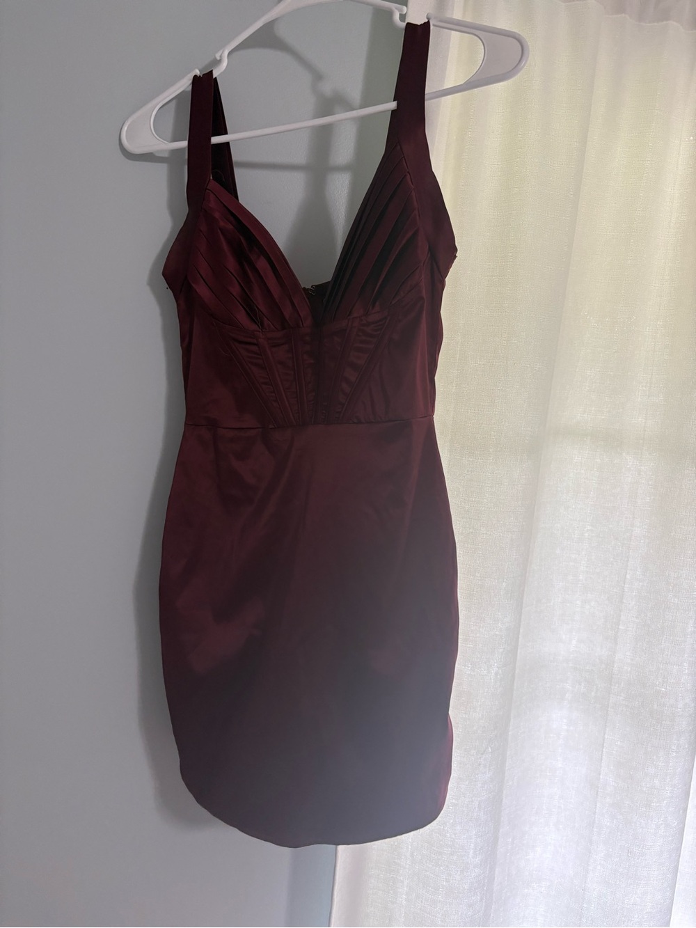 Windsor Satin Cocktail Dress in Burgundy
